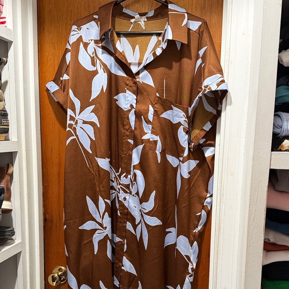 Entro Brown and White Patterned Shirt